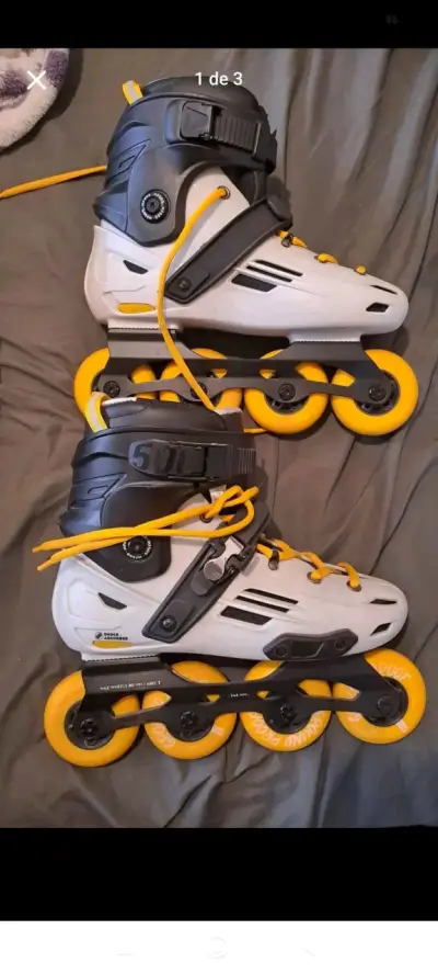 Patines en línea blancos y amarillos - miniatura 1