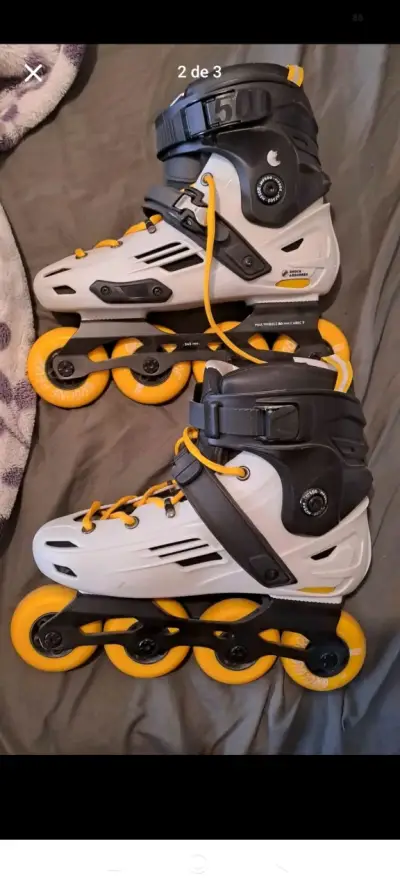 Patines en línea blancos y amarillos - miniatura 2