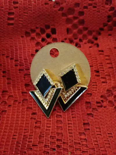 Aros grandes dorado y azul - miniatura 3
