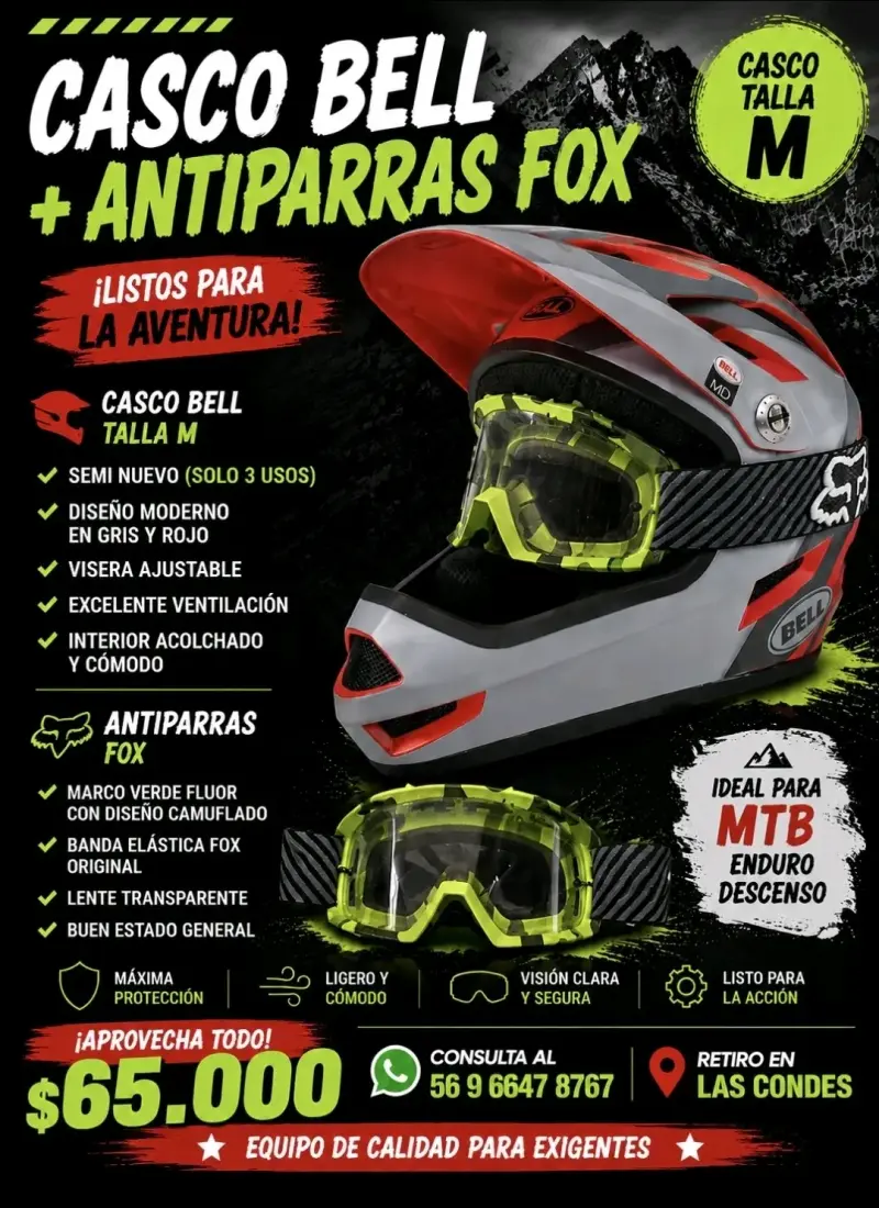 Casco Bell con antiparras Fox de regalo 🎁