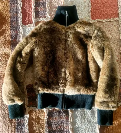 Chaqueta de piel sintética marrón - miniatura 1