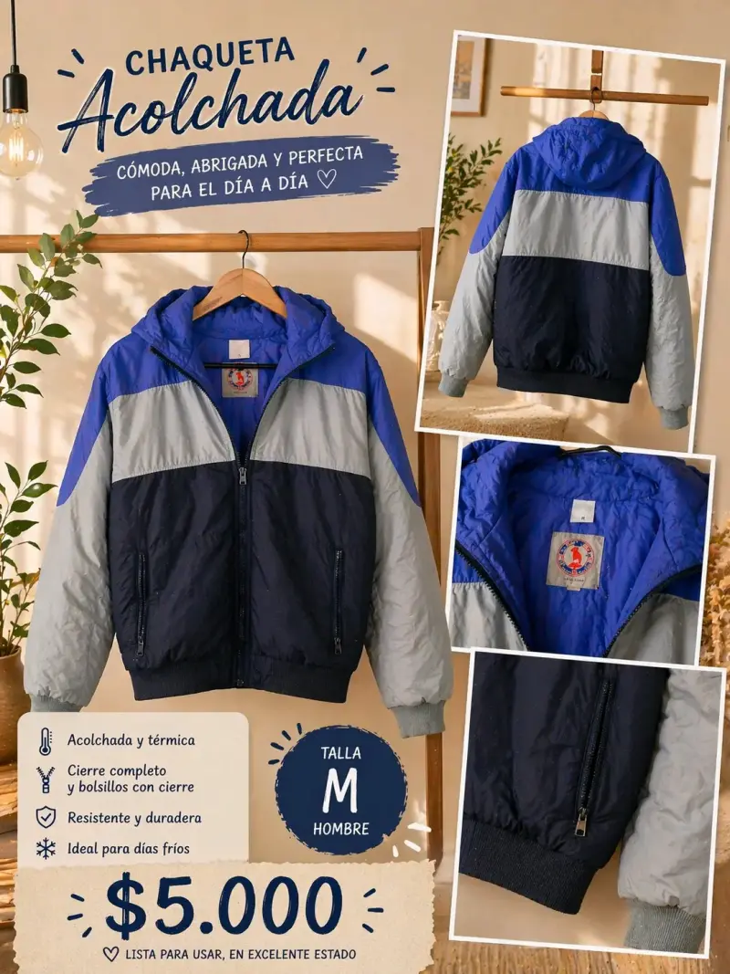 Chaqueta acolchada hombre azul