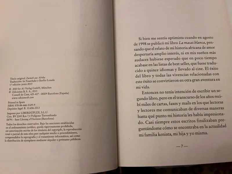 Libro Volviendo de África, Corinne Hofmann - 5