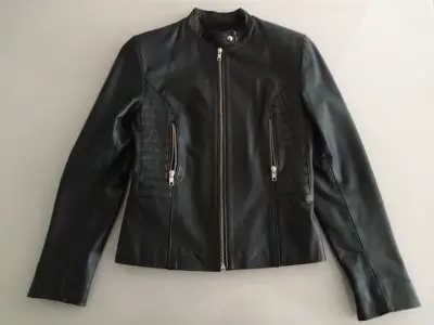 Chaqueta negra de cuero natural mujer - miniatura 2