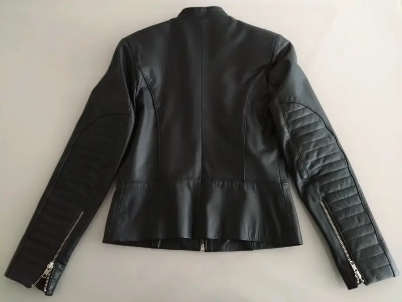 Chaqueta negra de cuero natural mujer - 3