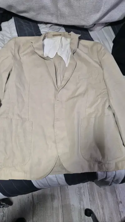 Blazer beige de algodón - miniatura 1