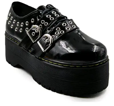 Zapatos negros con plataforma estilo charol - miniatura 1