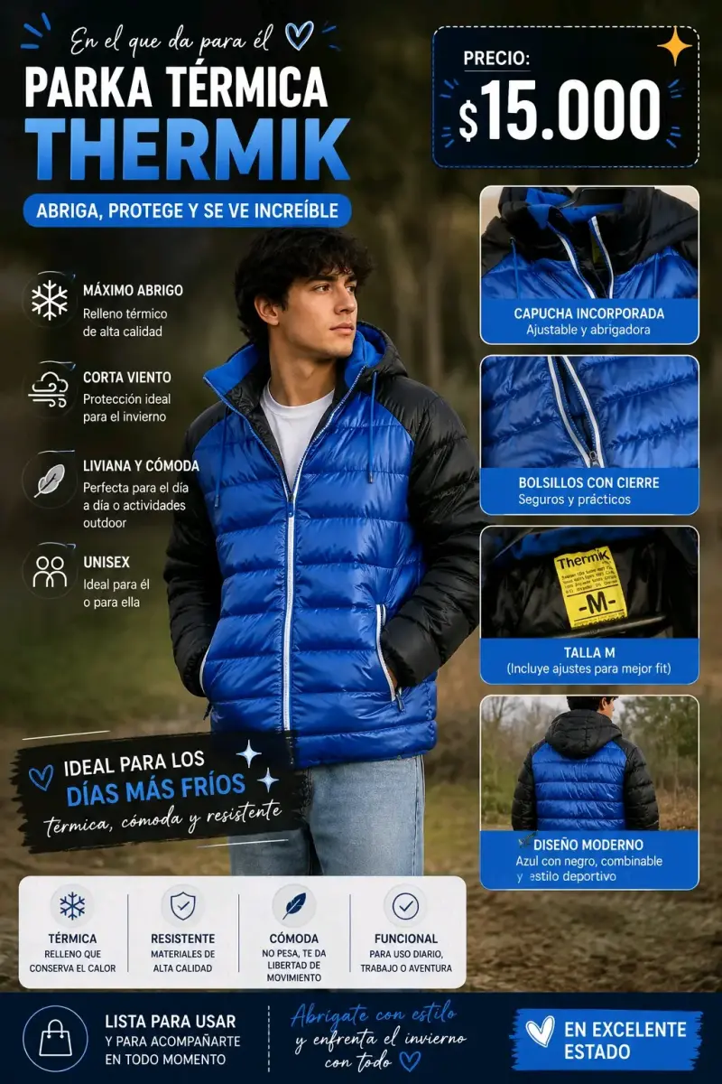 Parka Térmica Thermik Azul Talla M - 1