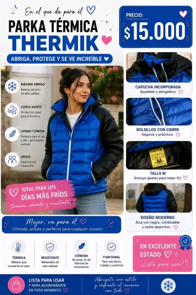 Parka Térmica Thermik Azul Talla M - miniatura 2