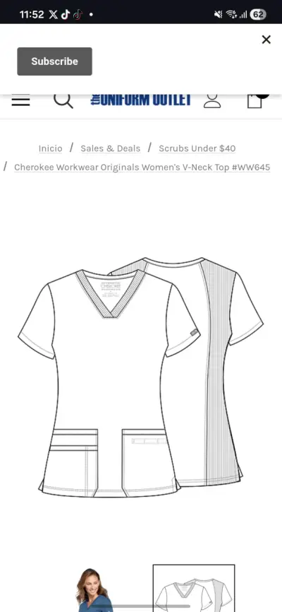 Polera médica azul rey Cherokee XL - miniatura 2