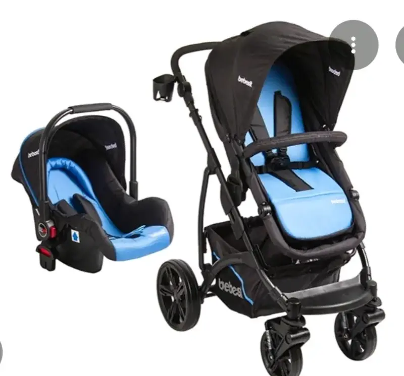 Coche y silla de auto azul Bebeat