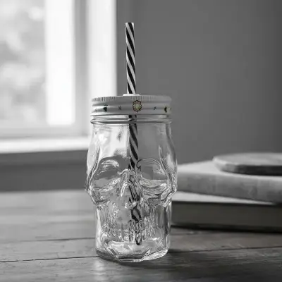 Jarrito de vidrio con diseño de calavera - miniatura 5