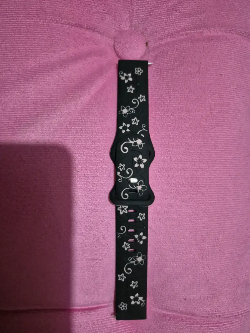 Correa de reloj floral negra