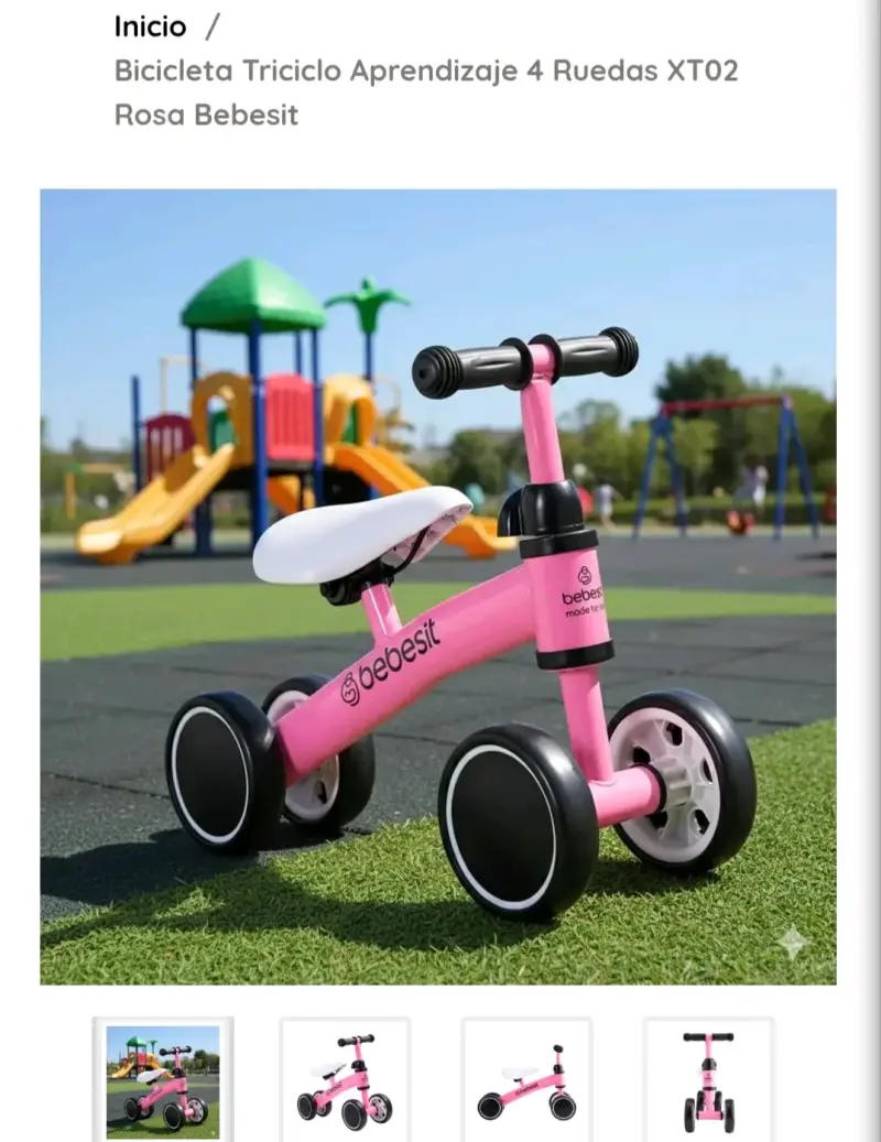 Bicicleta Triciclo 4 Ruedas Rosa