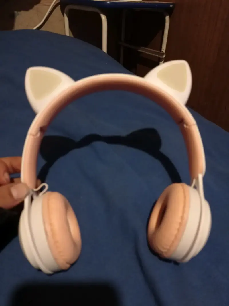 Audífonos con orejas de gato, Bluetooth y led - 1