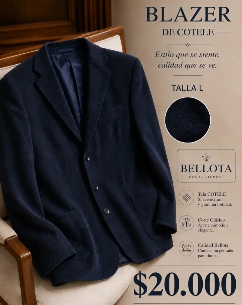 Blazer de cotele azul Bellota