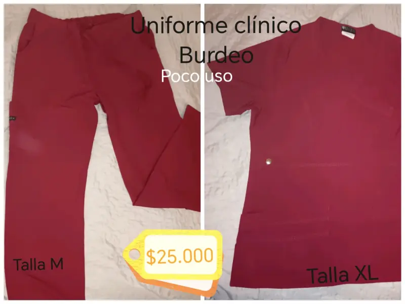 Uniforme clínico burdeo completo poco uso