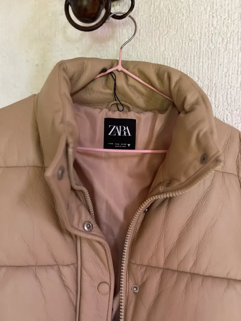 Chaqueta acolchada beige Zara - 3