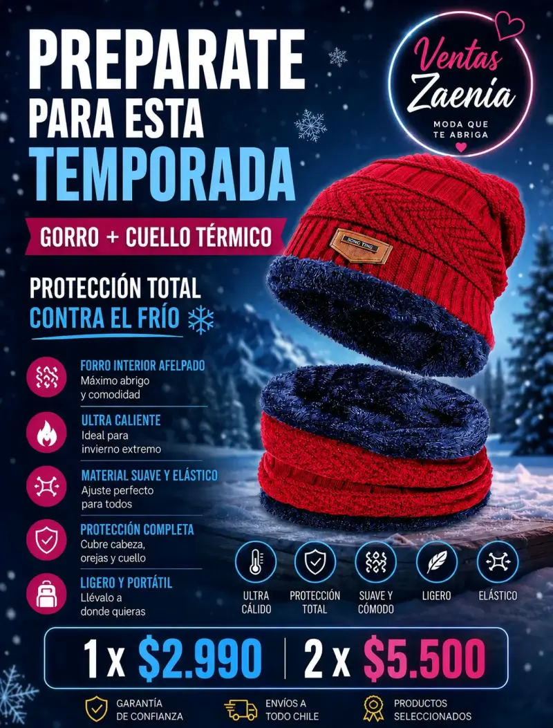 Gorro y cuello térmico