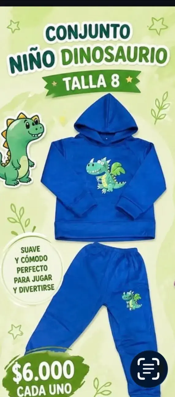 Conjunto niño dinosaurio azul