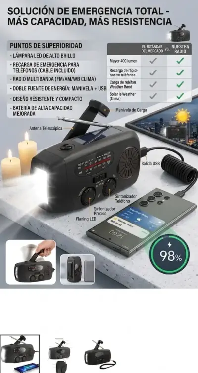Radio de emergencia multifuncional - miniatura 2