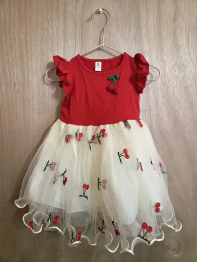 Vestido bebé rojo con cerezas - miniatura 1
