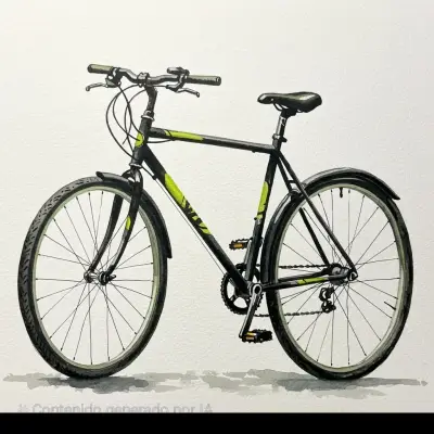 Bicicleta urbana negro y verde - miniatura 1