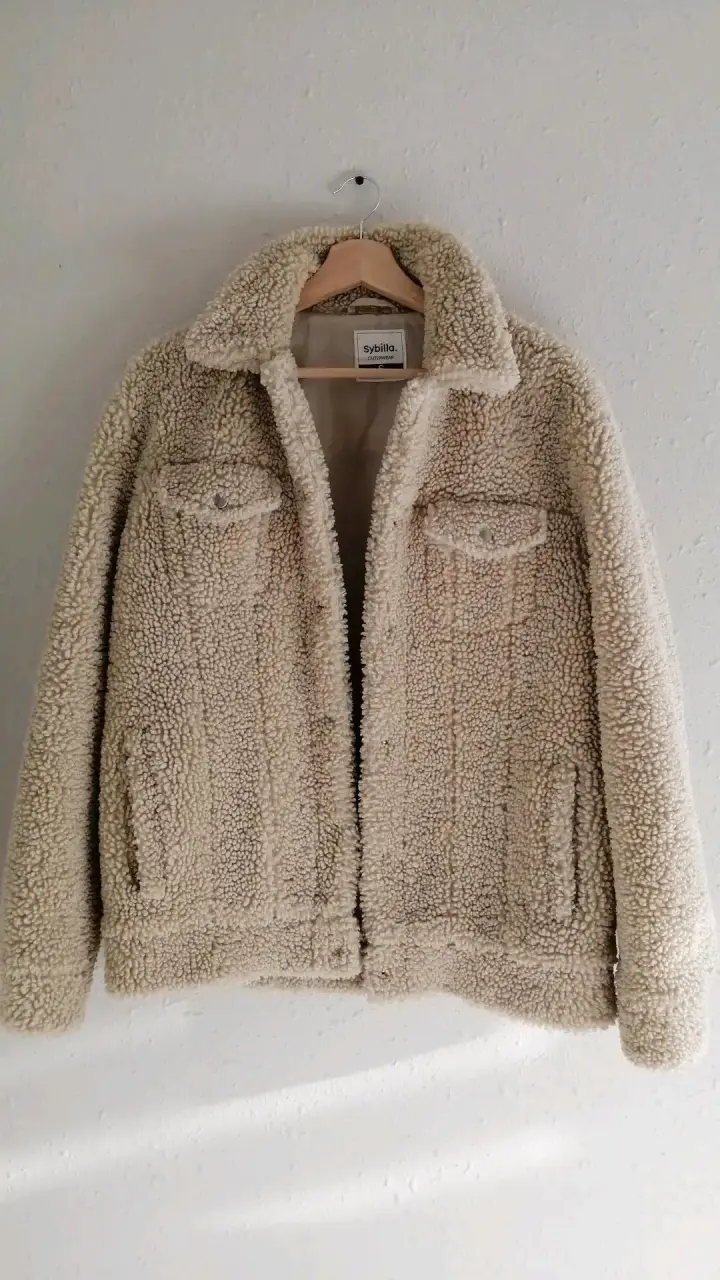 Chaqueta de piel sintética beige - 1