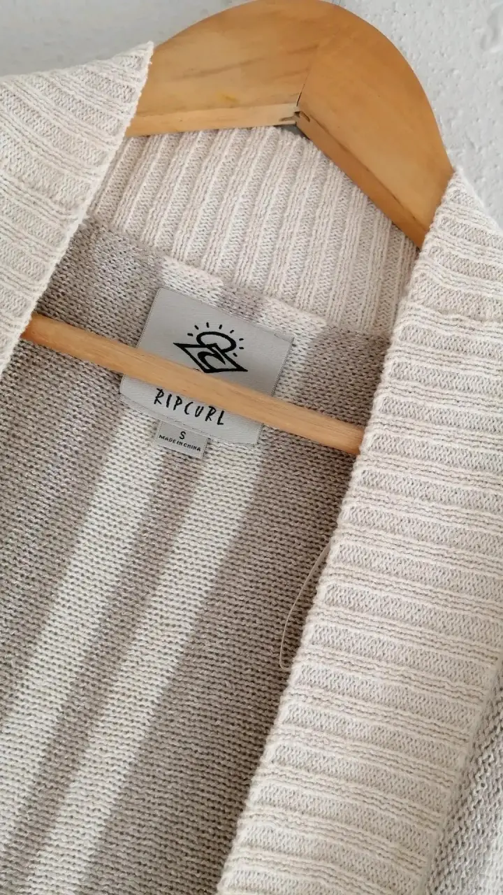 Cardigan largo a rayas beige - 2