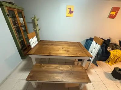Mesa de comedor madera rústica - miniatura 1