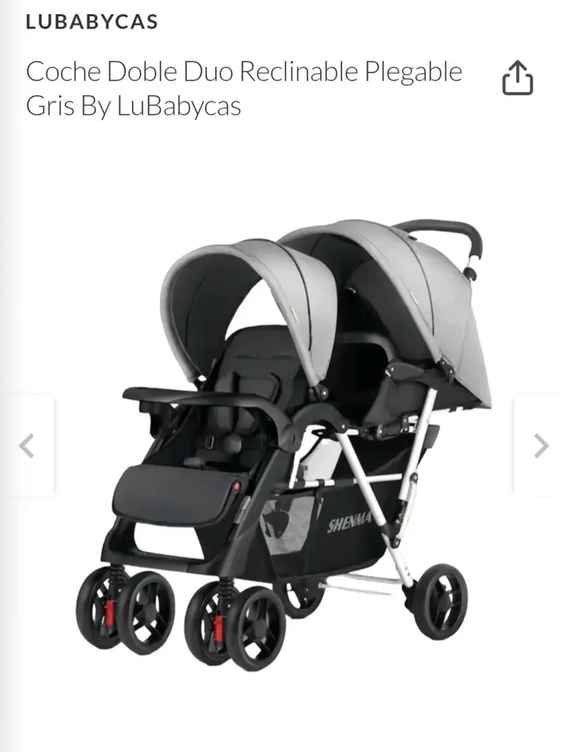 Coche doble reclinable gris - 1