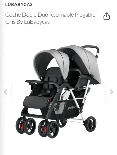 Coche doble reclinable gris - miniatura 1