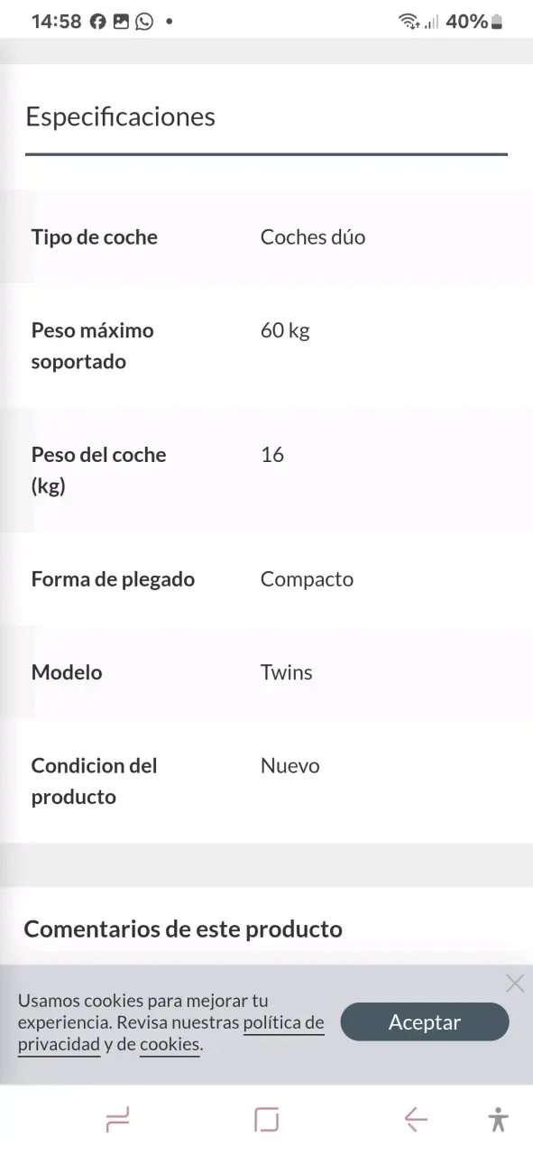 Coche doble reclinable gris - 2