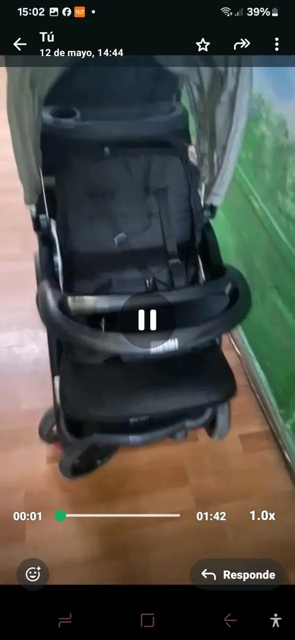 Coche doble reclinable gris - 3
