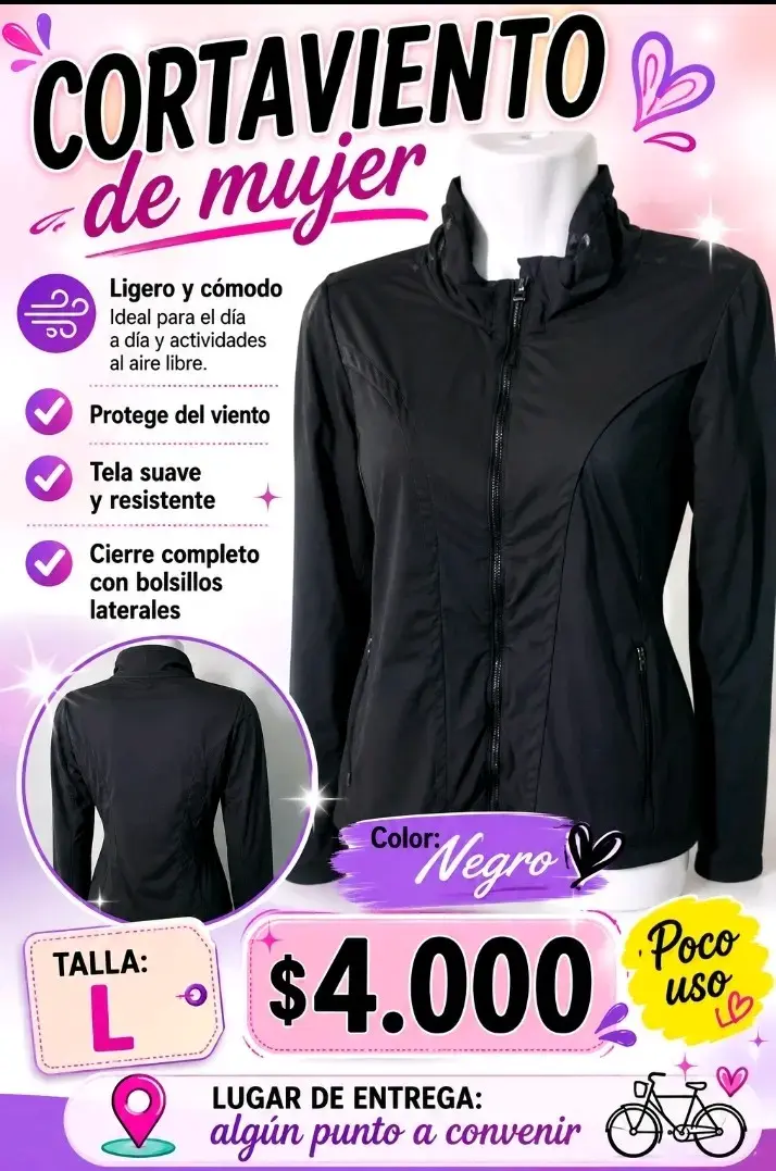 Cortaviento de mujer negro