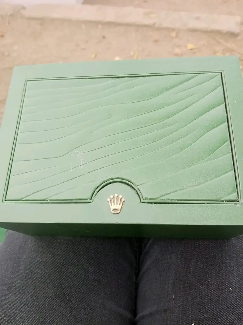 Caja de reloj rolex original verde elegante roles