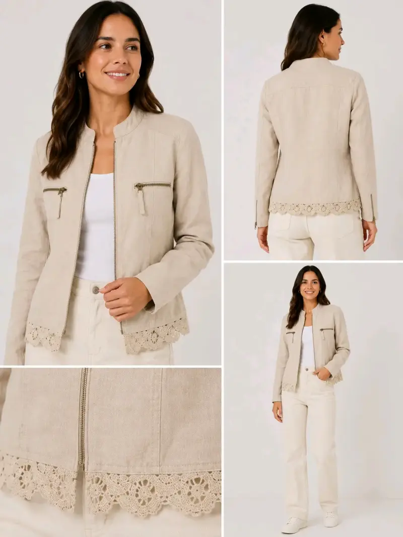 Chaqueta beige con encaje