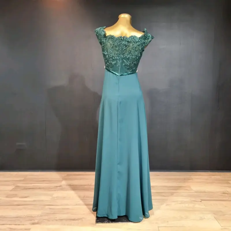 Vestido largo de encaje verde - 2