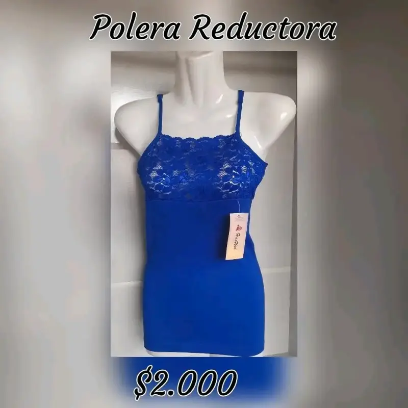 Polera reductora azul encaje