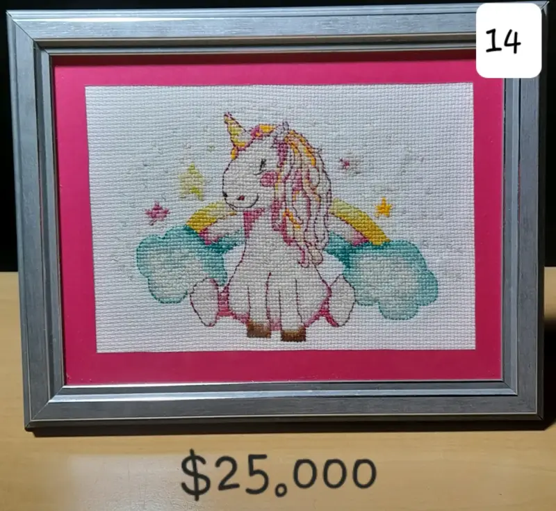 Cuadro bordado unicornio - 1
