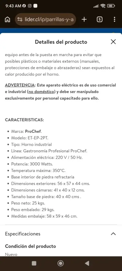 Horno para pizza eléctrico doble cámara - miniatura 4