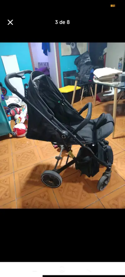 Coche de paseo negro plegable - miniatura 3