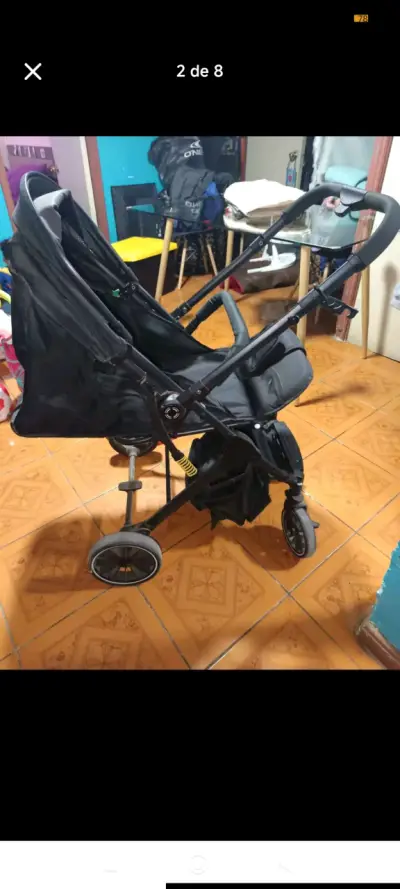 Coche de paseo negro plegable - miniatura 6