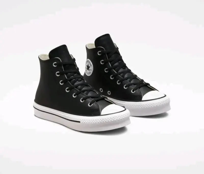Zapatillas negras alta caña converse - 2