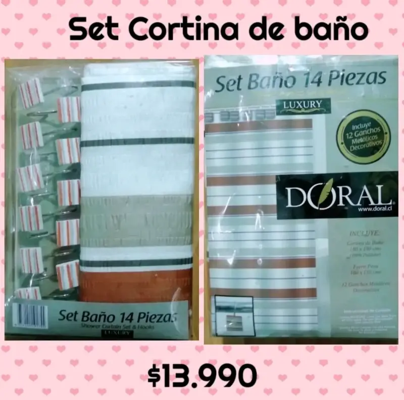 Set de Cortina de Baño 14 piezas