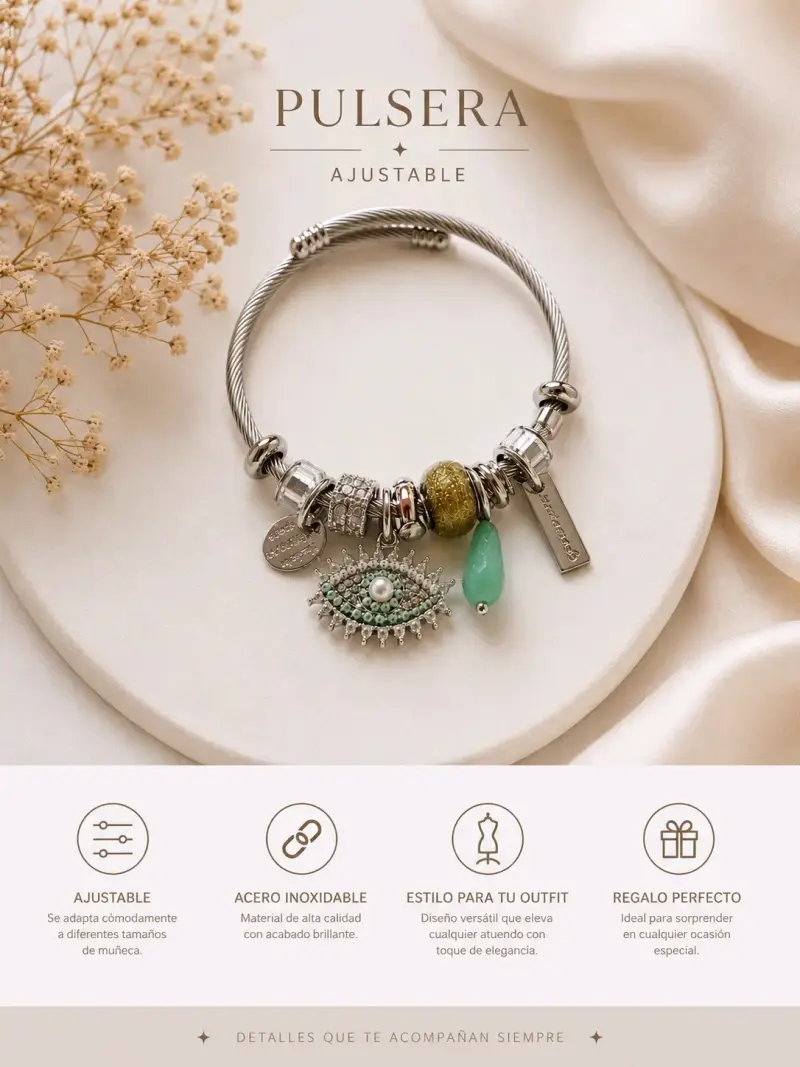 Pulsera de encantos en color plata - 2