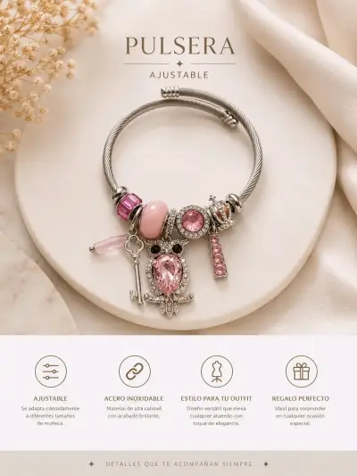 Pulsera de encantos en color plata - miniatura 2