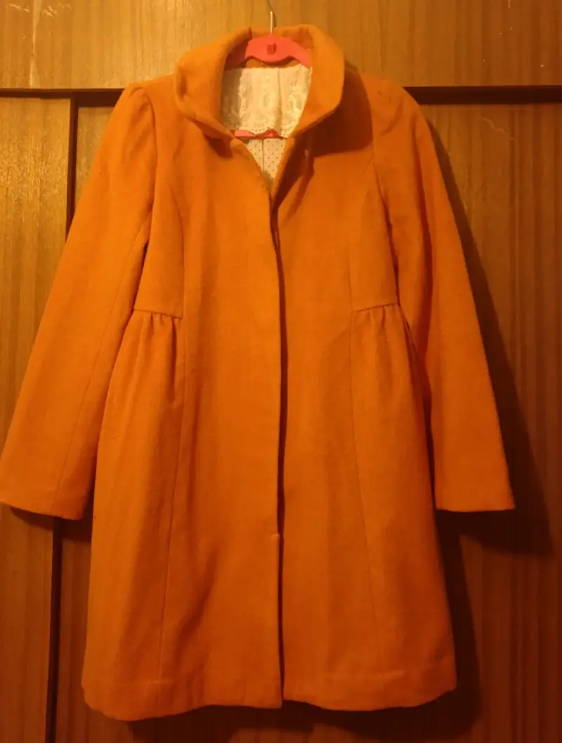 Abrigo mostaza vintage con forro - 2