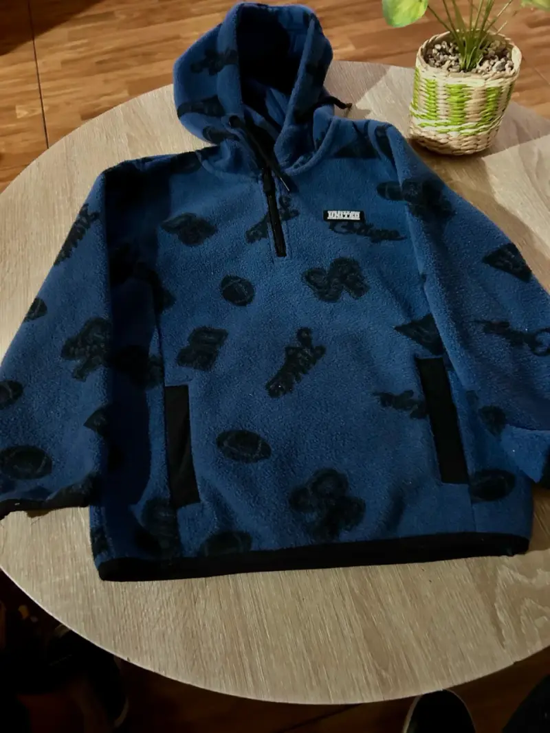 Polerón polar azul con capucha - 2