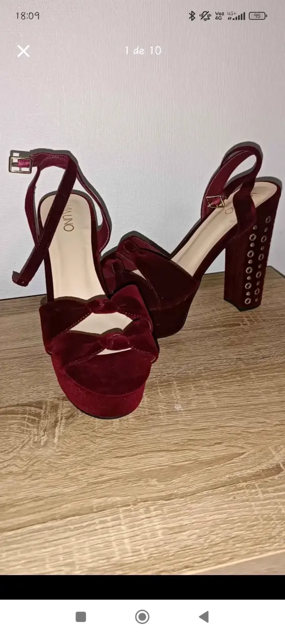 Sandalias tacon alto burdeo